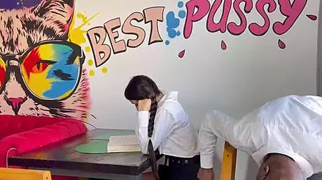 Man, I couldn’t believe it! My teacher slammed his monster cock right into me on the table!