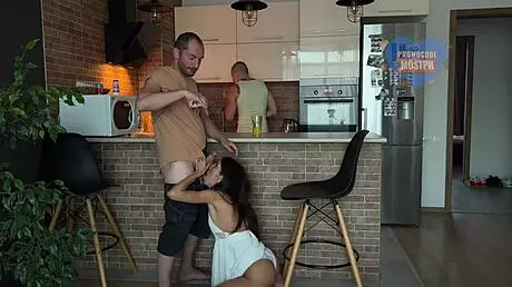 Cheating wife sucks big cock, gets cumshot