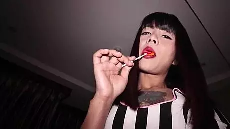 Petite Asian ladyboy Manaw gets perfect ass drilled after sucking