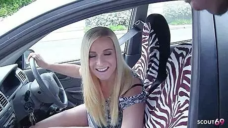 Blonde girl with small 18+ tits picks up big black cock stranger for intense interracial sex