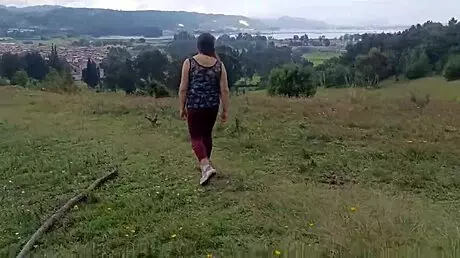 Excited mother-in-low gets intimate with stepson in forest