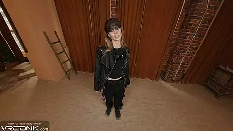 Cosplaying as skinny Furiosa, teen 18+ deepthroats monster cock in VR. Group scene includes missionary fucking.