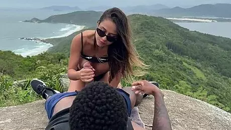 just out here banging bareback, filling brazilian babe's pussy with cum outdoors