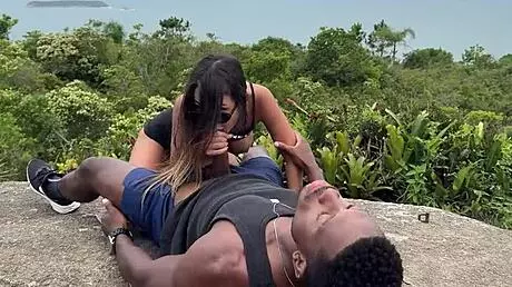 just out here banging bareback, filling brazilian babe's pussy with cum outdoors