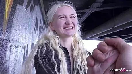 German scout picks up skinny blonde teen 18+ Daruma Rai for rough casting fuck in Berlin