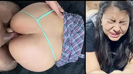 First Anal Surprise Hurts Cute Latina Student!