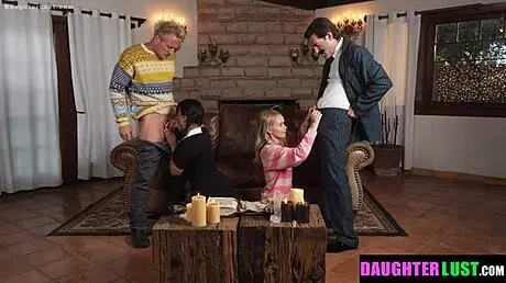 Stepdaughters Summon Stepdads For Group Sex