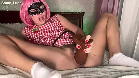 Testing Pussy with Inflatable Dildo, Moaning and Dripping in Close-Up