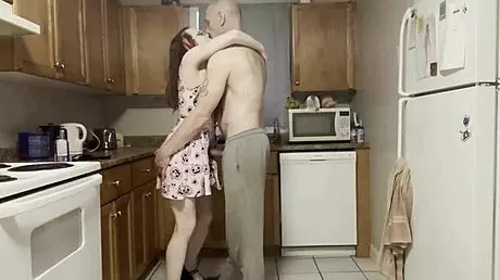 Late-Night Encounter: Step Dad Catches Horny Step Daughter And Fucks Her Holes.