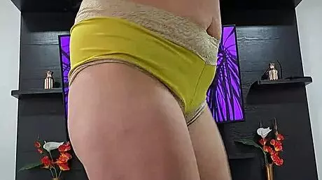 stepsister in pantyhose gives intriguing erotic dance with big ass