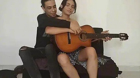 I'm playing my horny Latina stepsister like a guitar in bed