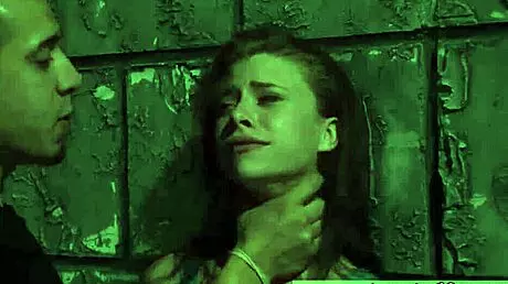 the slut is bound in hardcore bondage for a rough outdoor gangbang