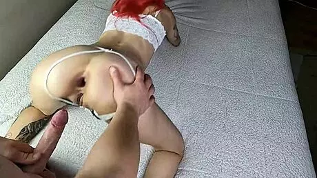 lesbian trying a dick? she curses when it flies into her ass!