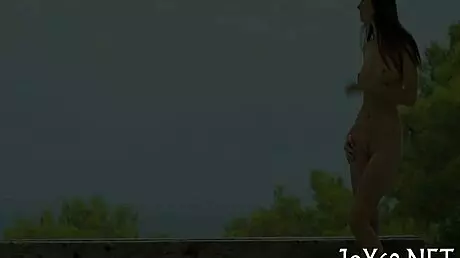 babe strips naked for intense solo dildo riding