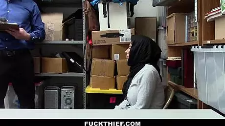 Hot muslim teen bent over gets hardcore fucked by monster cock for shoplifting