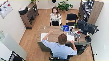 Naughty Babe Seduces Stranger in Office, Gets Spanked