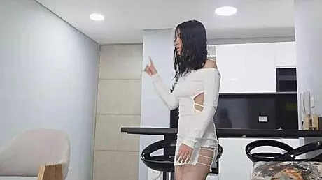 sexy tight dress hugs jopy lauras big ass before stranger fucking