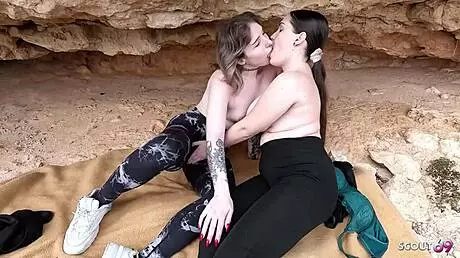 Huge Boobs Girl And Emo Girlfriend Caught At Beach